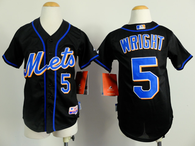 Youth New York Mets 5 Wright Black MLB Jerseys